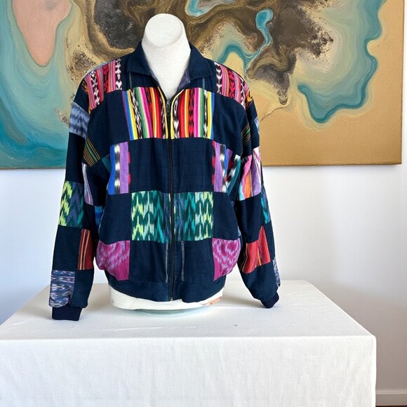 Tres Reyes Vintage Guatemalan Patchwork Hand Woven Chi Chi Jacket - Picture 1 of 12